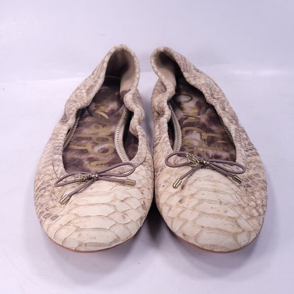 Sam Edelman Slip On Casual Snake Skin Ballet Flat Womens Size 8 Beige - Picture 2 of 8